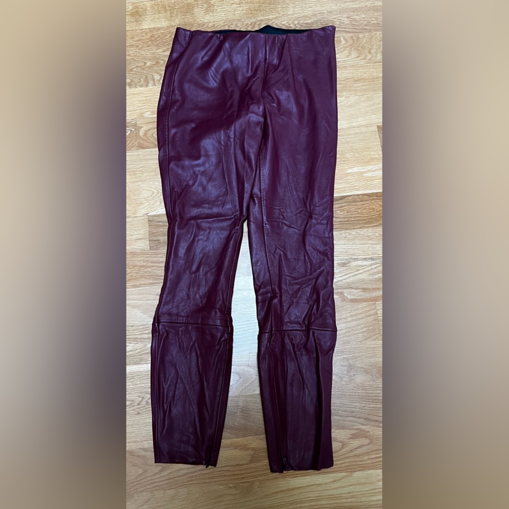 ICON Burgundy Straight Leg Leather Pants